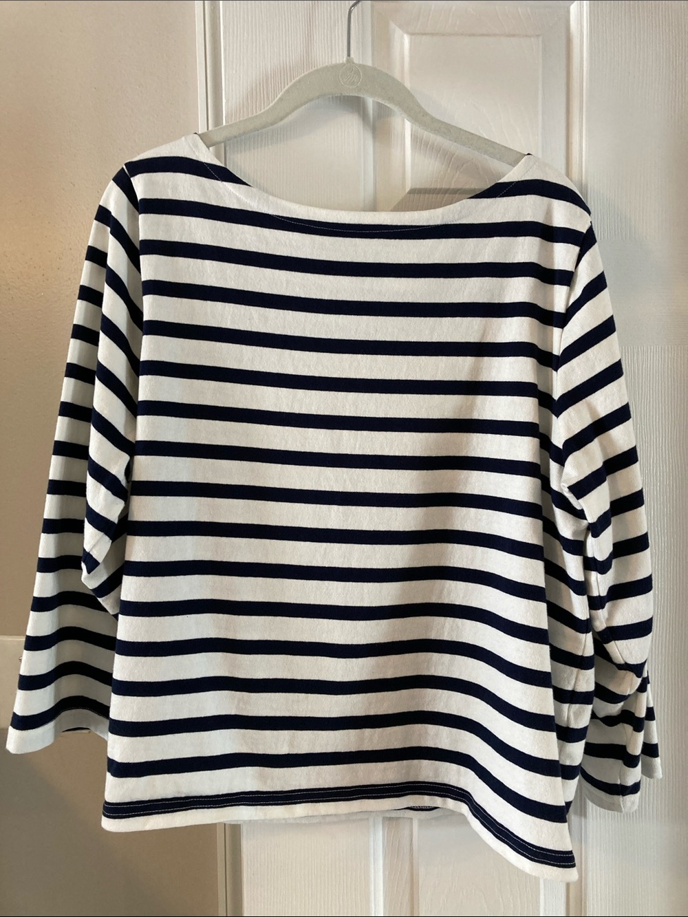 J. Crew Classic Mariner boatneck T-shirt in Navy & Ivory Stripe